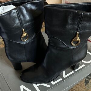 Leather Booties with Gold Accents… Brand New in Box!